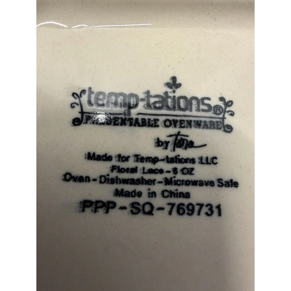 Temp-rations By Tara Floral Lace Red Set Of 3 Square Ramekin 6oz PPP-SQ-769731